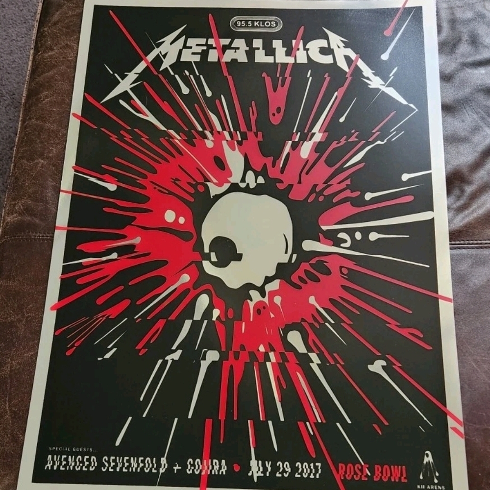 METALLICA 2017 ROSE BOWL VIP SILVER FOIL POSTER PASADENA HARDWIRED TOUR L.A.